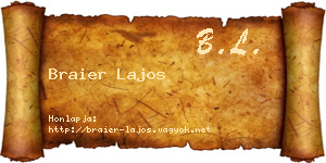 Braier Lajos névjegykártya
